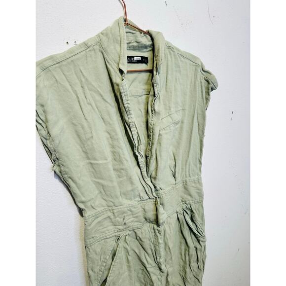 LAUREN RALPH LAUREN Green Linen Blend Notched Lapels Utility Jumpsuit size 8 - Picture 5 of 15